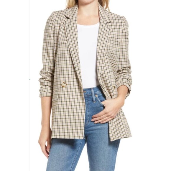 MADEWELL Dorset Oversized Double Breasted Plaid Blazer Preppy Clueless XS - Picture 1 of 14